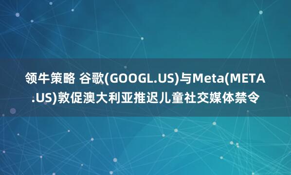 领牛策略 谷歌(GOOGL.US)与Meta(META.US)敦促澳大利亚推迟儿童社交媒体禁令